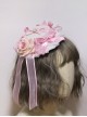 Sweet Pink Bow-Knot White Lace Classic Lolita Rose Small Topper Hair Clip