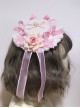 Sweet Pink Bow-Knot White Lace Classic Lolita Rose Small Topper Hair Clip