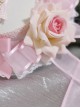 Sweet Pink Bow-Knot White Lace Classic Lolita Rose Small Topper Hair Clip