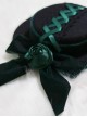 Gothic Dark Green Velvet Bow-Knot Rose Retro Gothic Lolita Small Topper Hairpin