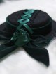 Gothic Dark Green Velvet Bow-Knot Rose Retro Gothic Lolita Small Topper Hairpin