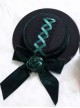 Gothic Dark Green Velvet Bow-Knot Rose Retro Gothic Lolita Small Topper Hairpin