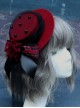 Retro Gorgeous Court Gothic Style Red Velvet Rose Striped Ribbon Bow-Knot Gothic Lolita Small Topper Hairpin