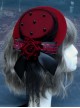 Retro Gorgeous Court Gothic Style Red Velvet Rose Striped Ribbon Bow-Knot Gothic Lolita Small Topper Hairpin