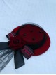 Retro Gorgeous Court Gothic Style Red Velvet Rose Striped Ribbon Bow-Knot Gothic Lolita Small Topper Hairpin