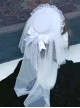 Pure White Gothic Retro Super Fairy Lace Pearl Bow Gothic Lolita Small Topper Head Yarn Hair Pin