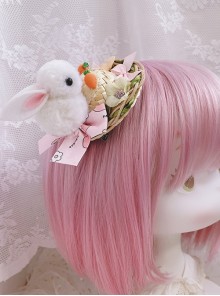 Cute Sweet Pastoral Little Rabbit Carrot Bow Sweet Lolita Kids Aldult Small Hat Hairpin