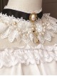 White Lace Gorgeous Rose Bead Chain Detachable Classic Lolita Frenulum Necklace