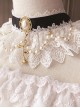 White Lace Gorgeous Rose Bead Chain Detachable Classic Lolita Frenulum Necklace