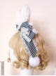 Black White Plaid Cute Plush Rabbit Ear Hair Ball Heart Lace Classic Lolita Headband