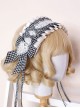 Black White Plaid Simple Love Lace White Ribbon Classic Lolita Headband