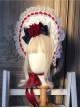 Gorgeous Lace Red Velvet Rose Ribbon Paneled Bow Tie Classic Lolita Headband