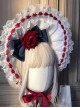 Gorgeous Lace Red Velvet Rose Ribbon Paneled Bow Tie Classic Lolita Headband