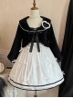 Black-White Elegant Sleeveless Lace Bow Dress Plush Jacket Classic Lolita Dress Set