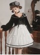 Black-White Elegant Sleeveless Lace Bow Dress Plush Jacket Classic Lolita Dress Set