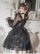 Irregular Print Irregular Hem Design Semi-Sheer Lantern Sleeve Classic Lolita Long Sleeve Dress