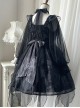 Irregular Print Irregular Hem Design Semi-Sheer Lantern Sleeve Classic Lolita Long Sleeve Dress