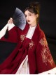 Red-White Contrasting Color Chinese Style Han Elements Improved Hanfu Autumn Winter Stand-Up Collar Long-Sleeved Dress Embroidered Coat Suit