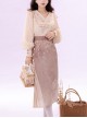 Retro Chinese Style Improved Daily Han Elements Long Sleeve V-Neck Embroidered Lace Blouse Bamboo Print Skirt Suit