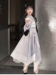 Retro Chinese Style Hanfu Improved Han Element Embroidery Stand Collar Irregular Hem Fringed Decorative Design Long Sleeve Dress Suit