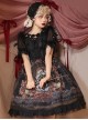 Gothic Vintage Print Grape Bow Decorative Ruffle Hem Gothic Lolita Sleeveless Dress