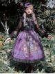 Gothic Vintage Print Grape Bow Decorative Ruffle Hem Gothic Lolita Sleeveless Dress