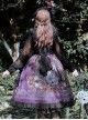 Gothic Vintage Print Grape Bow Decorative Ruffle Hem Gothic Lolita Sleeveless Dress