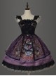 Grape Lace Vintage Grape Embellished Bow Detachable Belt Ruffle Hem Gothic Lolita Sleeveless Dress