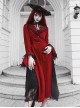 Night Visit Vampire Series Gothic Lace Autumn Winter Dark Red Velvet Halloween Long Sleeve Coat