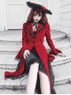 Night Visit Vampire Series Gothic Lace Autumn Winter Dark Red Velvet Halloween Long Sleeve Coat