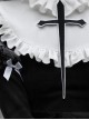 Halloween Gothic Turtleneck Lace Design Velvet Jacquard Large Crucifix Decorative Pumpkin Skirt Hem Long Sleeve Dress