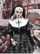 Halloween Gothic Turtleneck Lace Design Velvet Jacquard Large Crucifix Decorative Pumpkin Skirt Hem Long Sleeve Dress