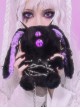 Gothic Black Purple Plush Devil Rabbit One-Eyed Vertical Pupil Lace Rivet Metal Chain Decoration Halloween Messenger Bag