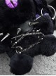 Gothic Black Purple Plush Devil Rabbit One-Eyed Vertical Pupil Lace Rivet Metal Chain Decoration Halloween Messenger Bag