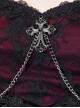 Halloween Gothic Velvet Panel Lace Crucifix Metal Chain Decoration Slim Fit Fishtail Long Sleeve Dress