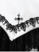 High Neck Black Gem Crucifix Decoration Ruffled Lace Simple Halloween Gothic Short Cloak