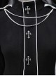 Gothic Turtleneck Halloween Black Crucifix Nun Style Detachable Metal Chain Autumn Winter Long-Sleeved Coat