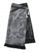 Punk Embroidered Totem Print Ruffle Asymmetric Hem Fringe Decorate Halloween Skirt