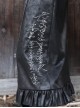 Punk Embroidered Totem Print Ruffle Asymmetric Hem Fringe Decorate Halloween Skirt