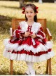 Round Neck Red-White Lace Ruffled Bunny Stitching Lantern Sleeves Classic Lolita Kids Long-Sleeved Dress