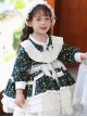 Pastoral Style Floral Lace Multilayer Ruffle Lace Hem Fall Kids Classic Lolita Long Sleeve Dress