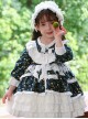 Pastoral Style Floral Lace Multilayer Ruffle Lace Hem Fall Kids Classic Lolita Long Sleeve Dress