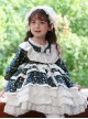 Pastoral Style Floral Lace Multilayer Ruffle Lace Hem Fall Kids Classic Lolita Long Sleeve Dress