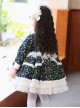 Pastoral Style Floral Lace Multilayer Ruffle Lace Hem Fall Kids Classic Lolita Long Sleeve Dress