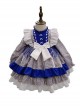 High-Neck Floral High-End Color Matching Spring Autumn Ruffled Bow Classic Lolita Kids Long-Sleeved Dress