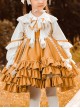 Orange Paneled Lace Bow Ruffled Multilayer Hem Classic Lolita Kids Long Sleeve Dress