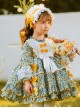 Sweet Floral Pastoral Bow Stitching Lace Spring Autumn Kids Sweet Lolita Long-Sleeved Dress