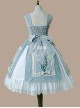 Elegant Embroidered Lace Rose Jacquard Fabric Ruffle Hem Classic Lolita Sleeveless Dress