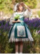 Elegant Embroidered Lace Rose Jacquard Fabric Ruffle Hem Classic Lolita Sleeveless Dress