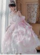 Gorgeous Retro Tea Party Simulation Flower Suspenders Pink Irregular Printing Irregular Hem Design Classic Lolita Sleeveless Dress